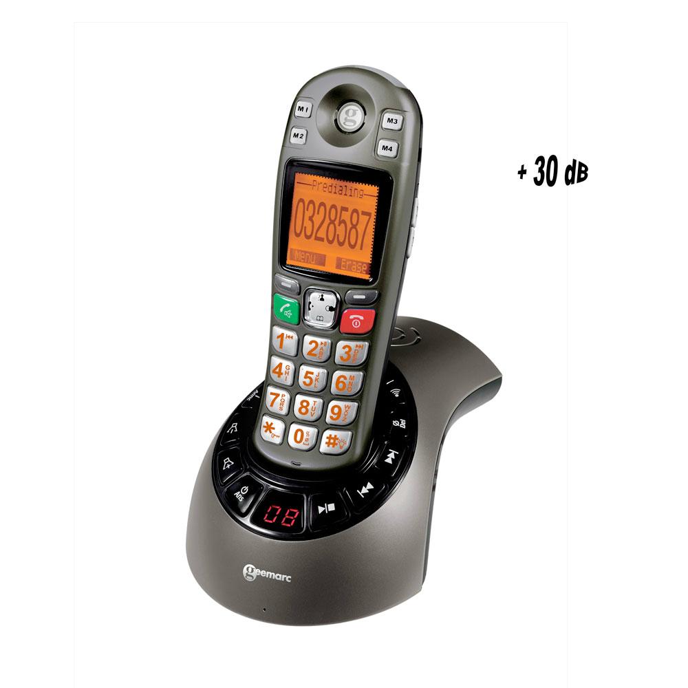 Téléphone Sans Fil Geemarc Liberty 200 Solo - Base Ultra Compacte, Sonnerie Amplifiée 75dB, Répertoire VIP, écran Rétroéclairé | Pour Seniors Et Malentendants